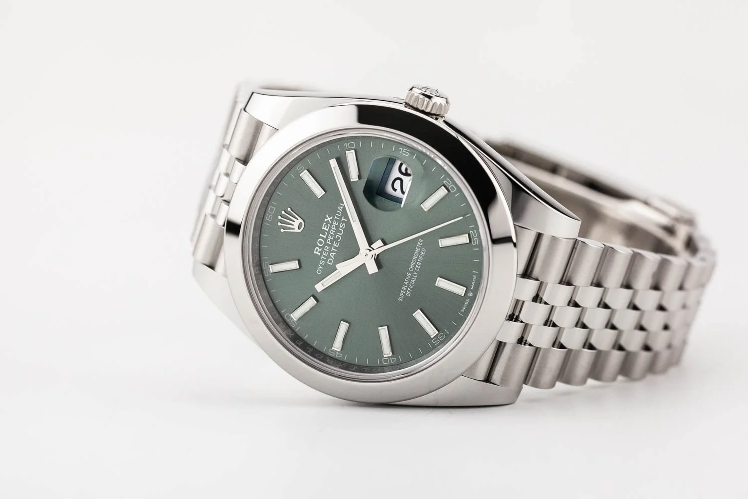 Rolex Datejust 41 Mint Green Dial Jubilee 126300 Watch Exchange Co